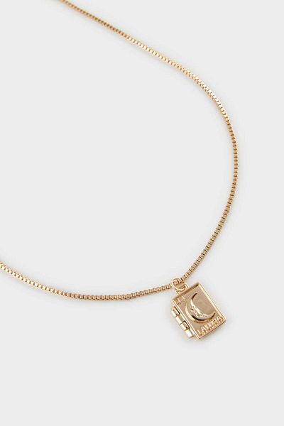 DeFacto Women's Moon Themed Plate Gold Necklace F0805Axns