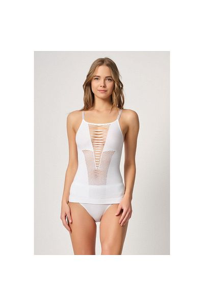 Narnuga Mi̇raxx White Mi Emay 5038 Athlete Corset with Rope Strap