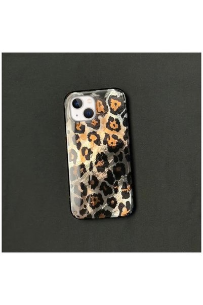 Zebana Apple iPhone 13 Compatible Case Zebana Luxe Leopard Silicone Case Black