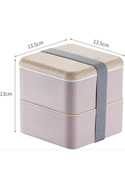 Saharaz 1400ml portable double-layer lunch box, airtight and leakproof, BPA-free, 13.5x13.5x13cm, pink