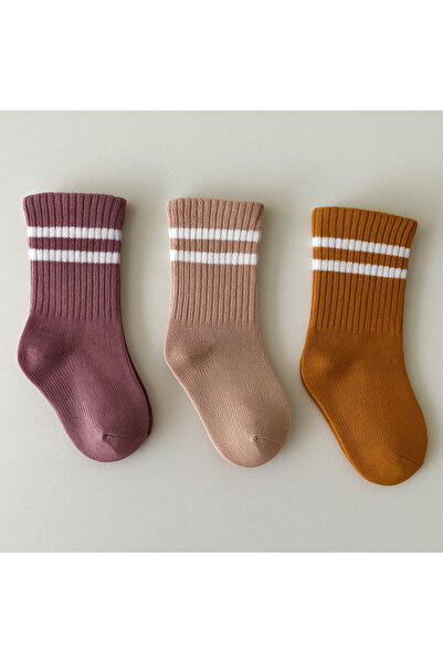 Socks Stations 6 Pairs Children's Circle Patterned Socket Unisex Socks - Multicolor - Newborn and Baby Socks