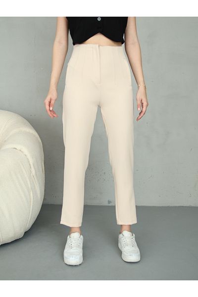 alanora Women's High Waist Collared Fabric Pants