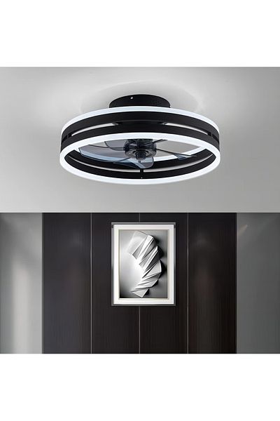 FlashHawk Ceiling Fan with Light, with Remote Control, 6 Speeds Adjustable, Flush Mount Ceiling Fan 50 * 22CM