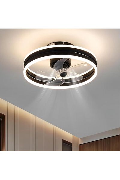 FlashHawk Ceiling Fan with Light, with Remote Control, 6 Speeds Adjustable, Flush Mount Ceiling Fan 50 * 22CM