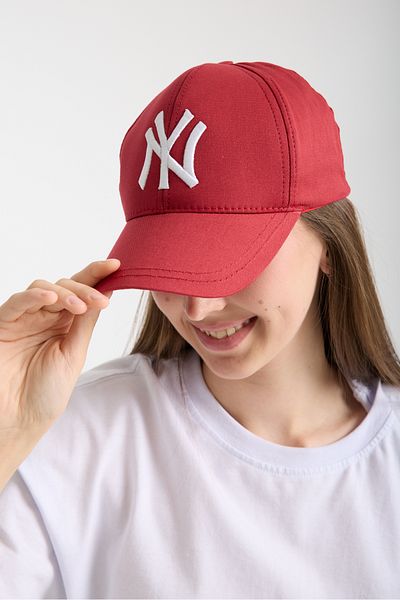 Moda Days Unisex Claret Red Color White Embroidery Ny Embroidered Beyboz Hat