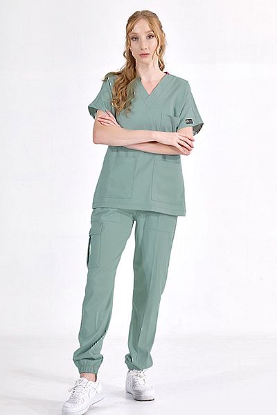 ÇİZGİ MEDİKAL Mint Green High Quality Lycra Jogger Leg Scrubs