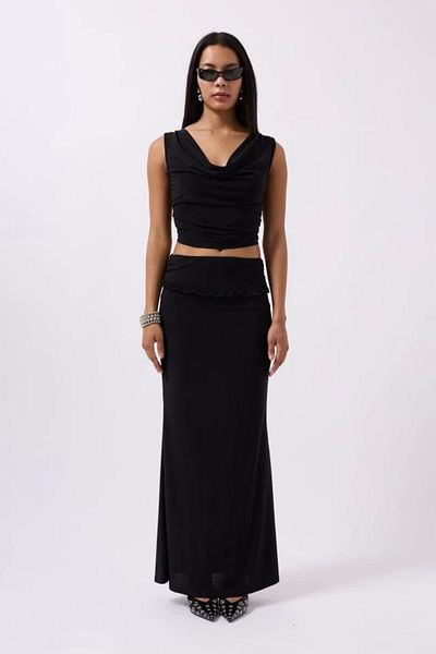 Butik Fold Waist Detail Maxi Skirt