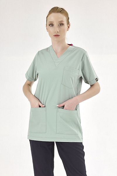 ÇİZGİ MEDİKAL Mint Green Silva Luxury Lycra Doctor Nurse Single Top Jersey (High Quality Luxury Lycra Fabric)
