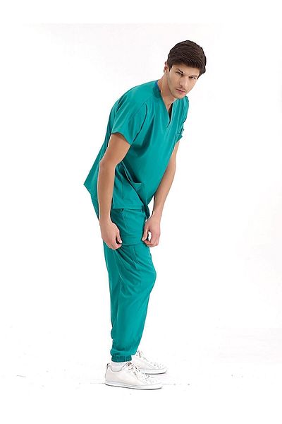 ÇİZGİ MEDİKAL Green Jogger Leg Luxury Uniform - High Quality Lycra Suit