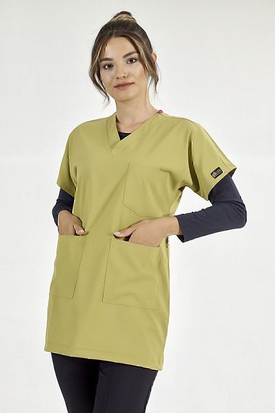 ÇİZGİ MEDİKAL Greys Luxury Lycra Single Top Pistachio Tunic