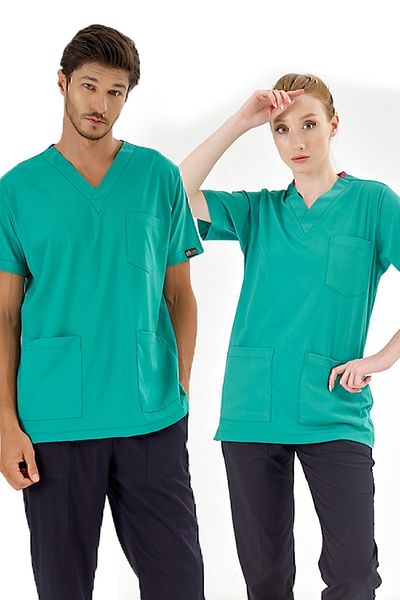 ÇİZGİ MEDİKAL Operating Room Green Luxury Lycra Doctor Nurse Single Top Jersey (Lycra Fabric)