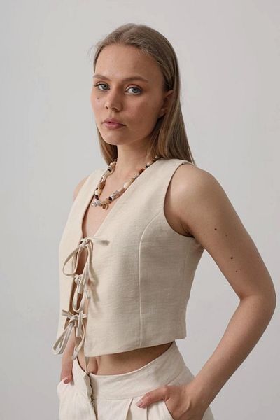 nedo7 Tie-Up Vest - Stone
