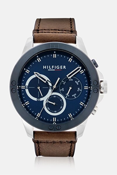 Tommy Hilfiger Men 1791895 Leather Watch 46 Mm, Brown