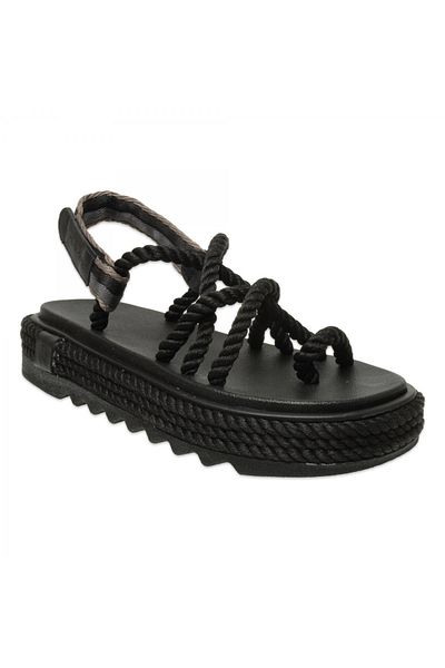 Bohonomad Ibiza Mid Platform Rope Black Women's Sandals