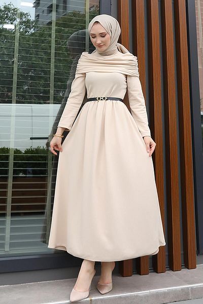 GİYZAMİLA Φόρεμα Draped Μπεζ
