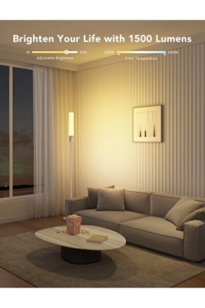 Govee RGBIC Cylindrical LED Floor Lamp with Wi-Fi App Control, Smart Lamp with 64+ Scenes, DIY Mode,