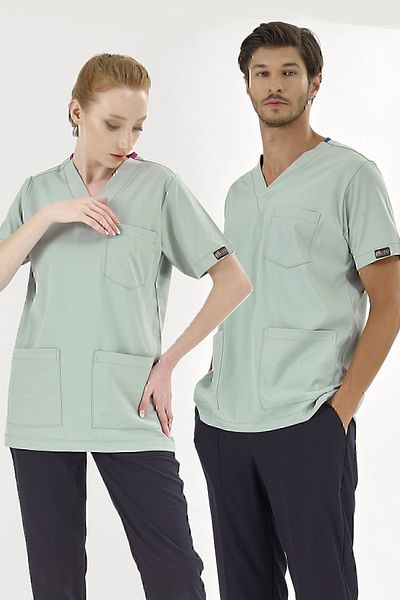 ÇİZGİ MEDİKAL Mint Green Silva Luxury Lycra Doctor Nurse Single Top Jersey (High Quality Luxury Lycra Fabric)