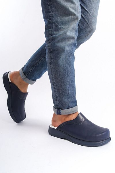 Pozitif Üniforma Ανδρικές παντόφλες Navy Blue Classic διάτρητες Sabo Παντόφλες Orthopedic Doctor Nurse Hospital