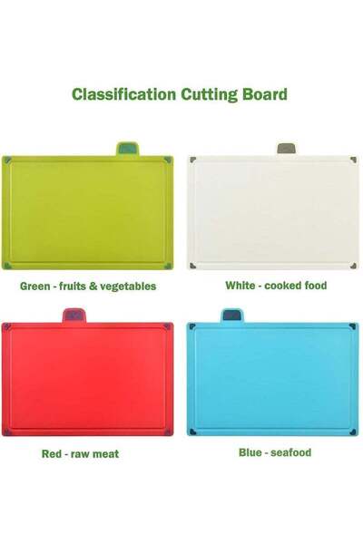 COOYA 4 PCS Cutting Boards,with Drainage Holder Stand,Handle Color Marked Non-slip Durable