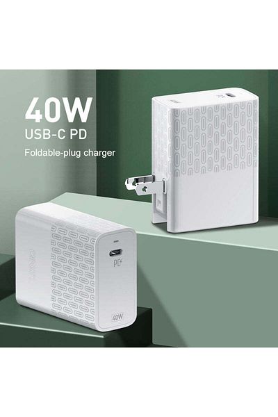 fulina Portable 40W PD ChargerAdapter, With High-Speed USB-C, Quick Charge, Lightweight, for Smartphones