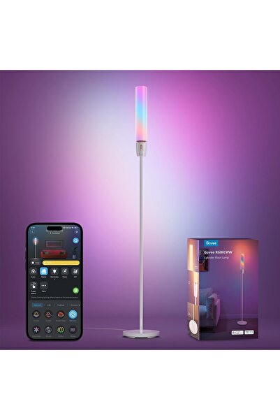 Govee RGBIC Cylindrical LED Floor Lamp with Wi-Fi App Control, Smart Lamp with 64+ Scenes, DIY Mode,