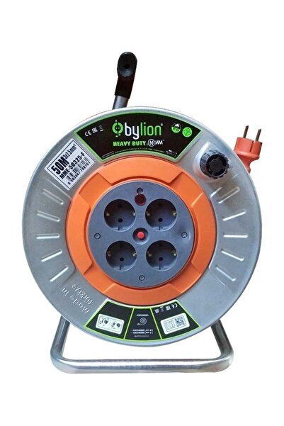 Bylion SEYYAR AÇIK MAKARA TURUNCU KABLO 30 metre 3x2,5mm MME-30325-F Metal Gö...