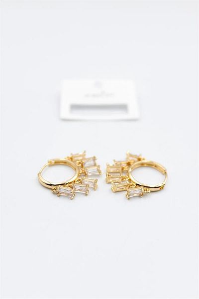 Royaleks Baguette Stone Shakira Earrings - Gold