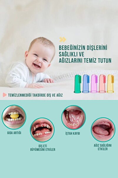 acilpetmama Silikon Parmak Bebek Diş Kaşıyıcı ve Şeffaf Yumuşak Fırça Kutulu Oyuncak Erkek ve Kız Ürünleri