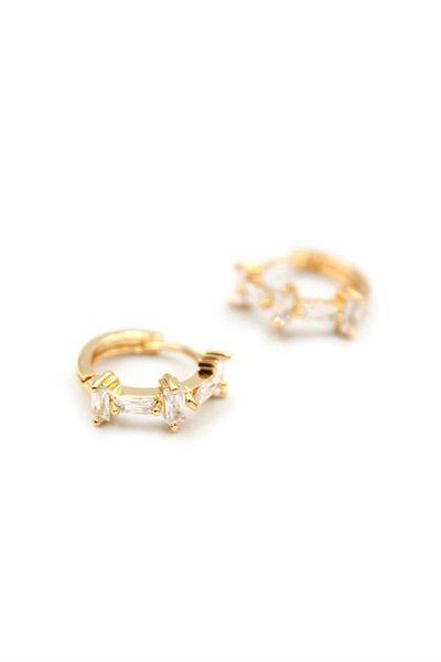 MR RZN STORE Jewelled Hoop Earrings - Gold