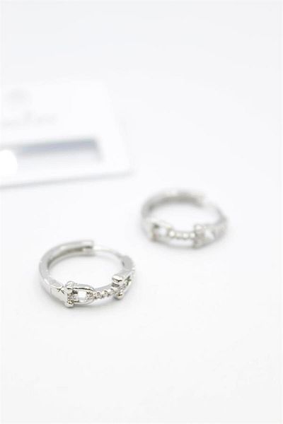MR RZN STORE Jewelled Hoop Earrings - Silver