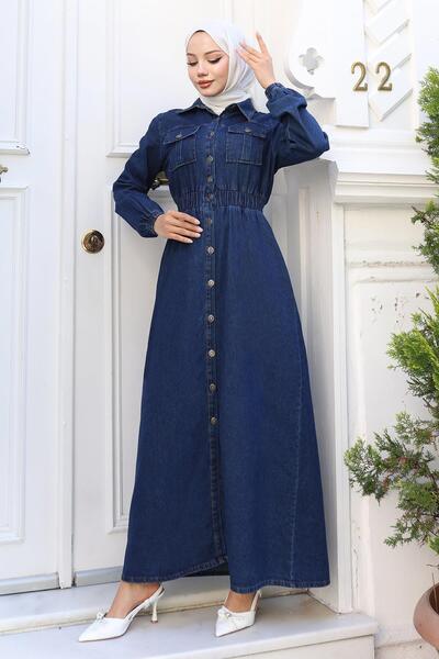 Modamihram Blugi cu talie elastică Ferace Dark Blue 19228