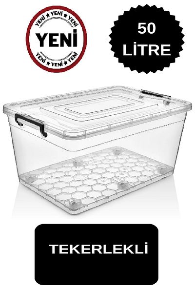 DEEMBRO 50 Lt Wheeled Storage Box 50 Lt Wheeled Storage Container Large Wheeled Toy Box