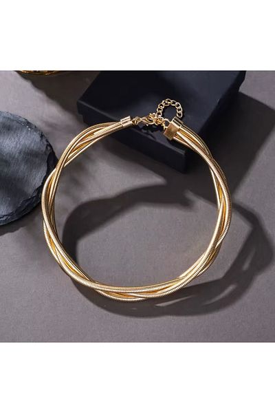 COCOSH TAKI Gold Color Multiple Modern Design Choker Necklace