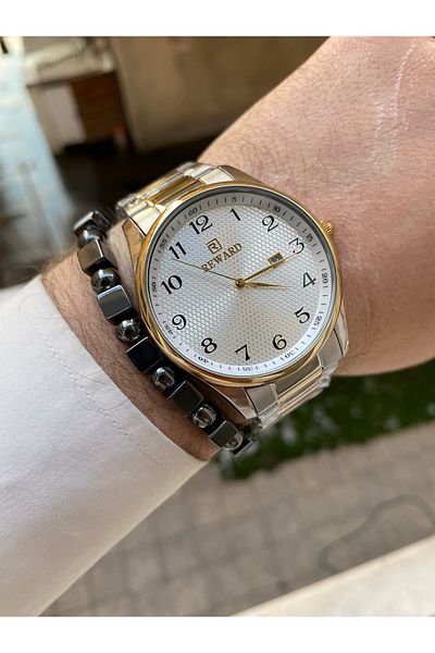 Reward Men's Wrist Watch Steel Cord Silver Color Waterproof Bangle Gift