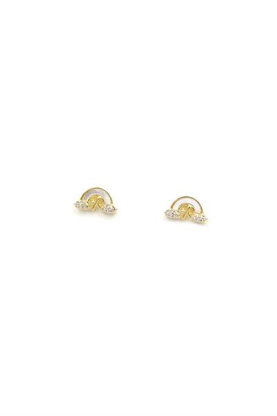 MR RZN STORE Silver Needle Rainbow Earrings - Gold