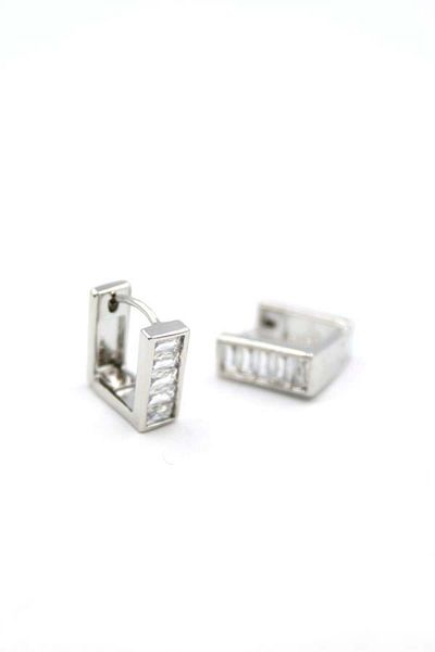 Royaleks Baguette Jewelled Earrings - Silver