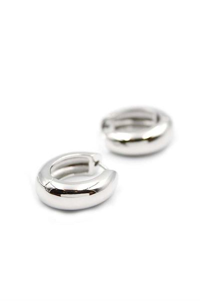 MR RZN STORE Oval Hoop Earrings - Silver