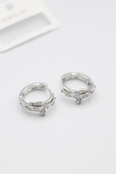 MR RZN STORE Jewelled Stud Earrings - Silver