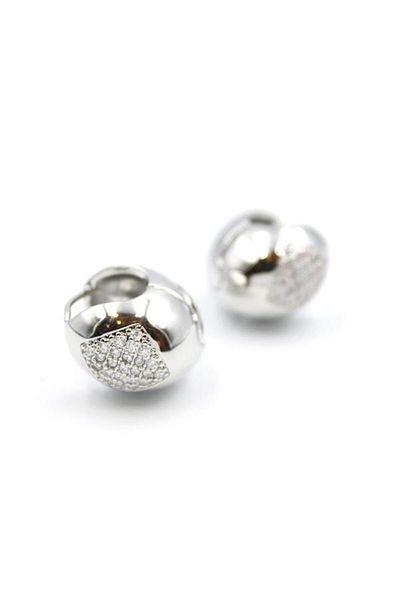 Royaleks Stone Ball Earrings - Silver
