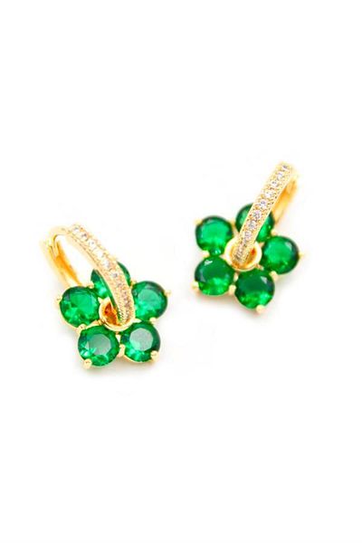 Royaleks Stone Flower Earrings - Green