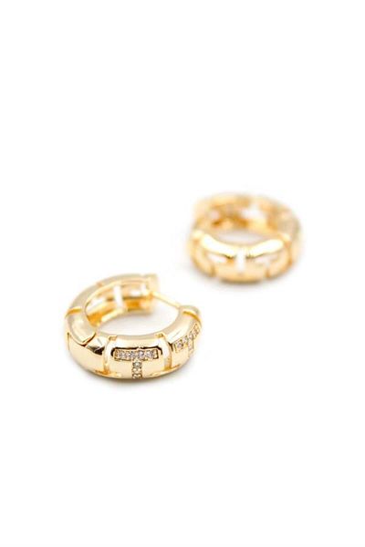 MR RZN STORE Jewelled Hoop Earrings - Gold