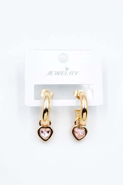 Royaleks Heart Hoop Earrings - Pink