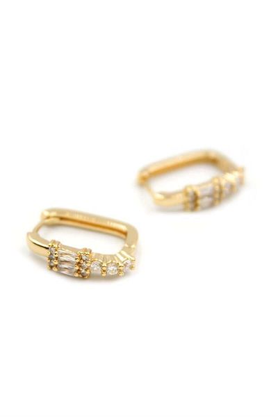 Royaleks Rectangular Jewelled Earrings - Gold