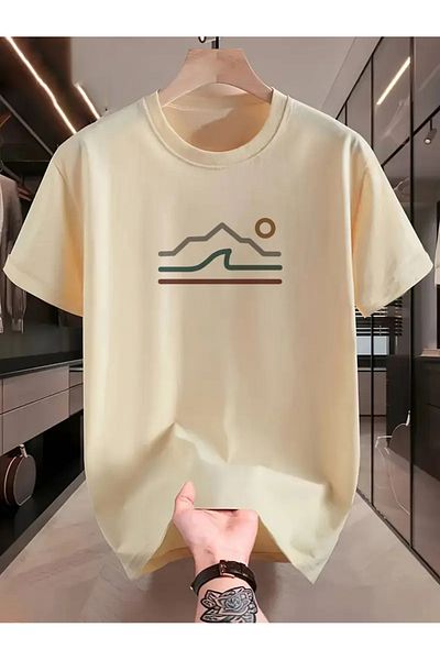 uyguntarz Unisex Sunny Mountain Design Printed Tshirt