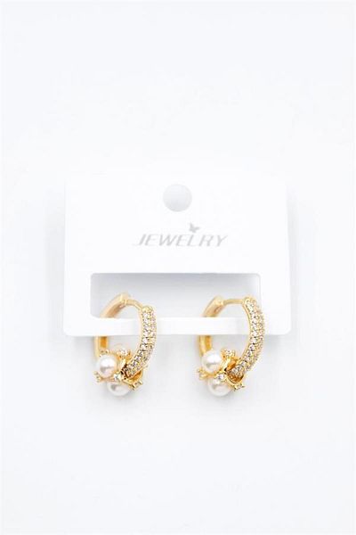MR RZN STORE Jewelled Hoop Earrings with Pearls - Gold