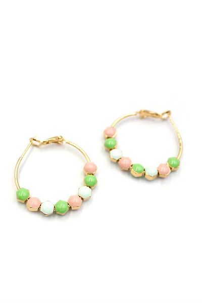 MR RZN STORE Enameled Hoop Earrings - Green