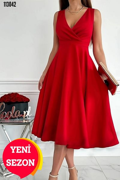 Creatif Women's Double Breasted Lapel Flared Midi Dress