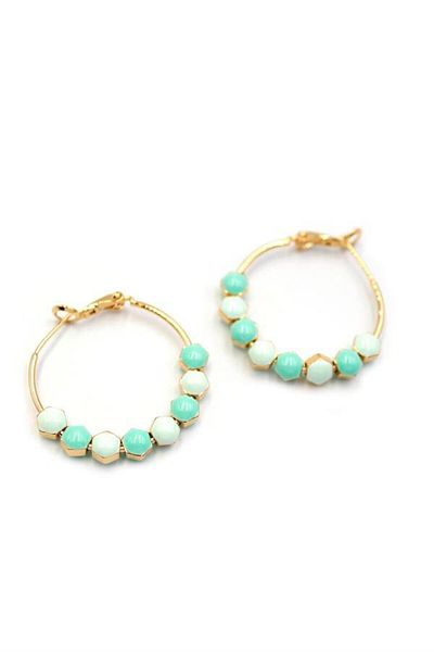 MR RZN STORE Enameled Hoop Earrings - Turquoise