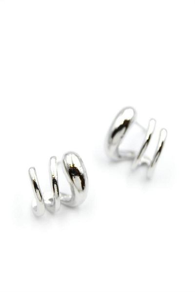 Royaleks 3-Piece Look Earrings - Silver