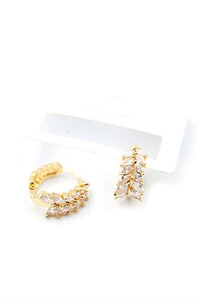 MR RZN STORE Jewelled Hoop Earrings - Gold